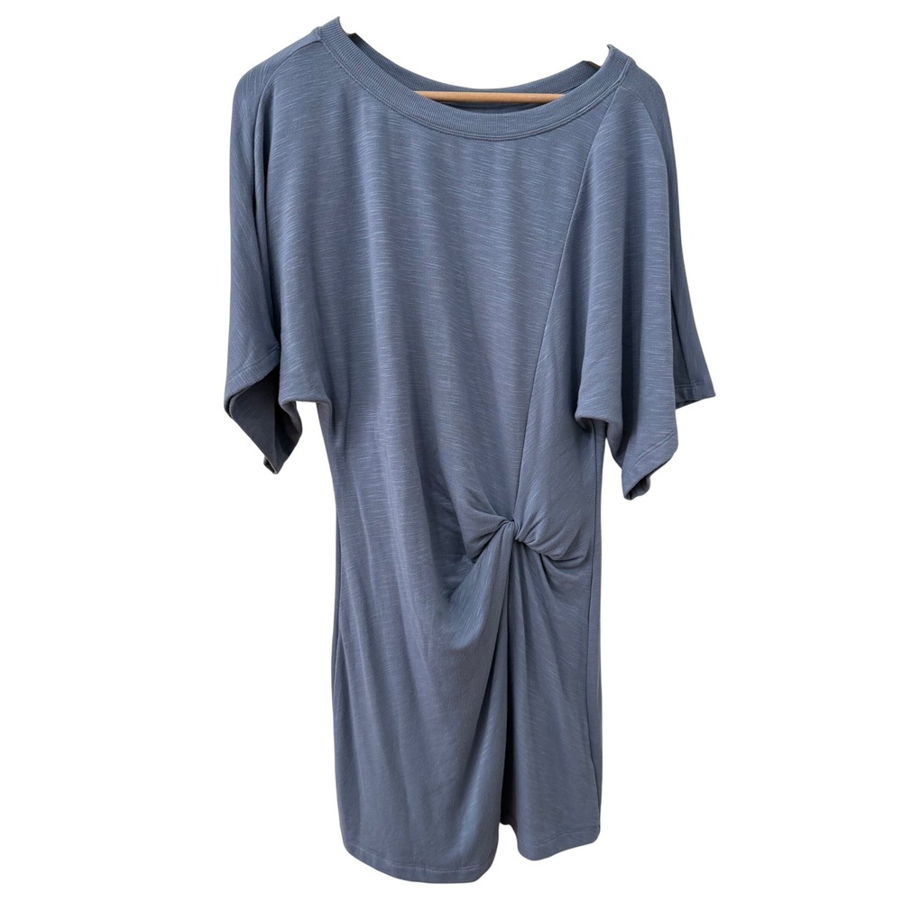 Daily Practice Anthropologie Dress Small Blue Knot Front Dolman Slub Knit Mini